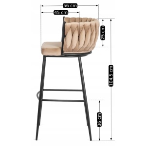 SCAUN BAR, ARTIM MEBLE, REALIZAT DIN CATIFEA SI METAL, CULOARE BEJ/NEGRU, STIL MODERN - Img 7