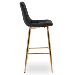 SCAUN BAR, ARTIM MEBLE, REALIZAT DIN CATIFEA SI METAL, CULOARE NEGRU/AURIU, STIL MODERN - Img 4