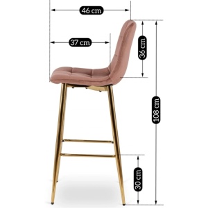 SCAUN BAR, ARTIM MEBLE, REALIZAT DIN CATIFEA SI METAL, CULOARE ROZ/AURIU, STIL MODERN - Img 7