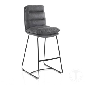 SCAUN BAR, LEONEL, 110CM, GANA, CADRUL DIN METAL SI CATIFEA GRI, STIL MODERN, COD 4239