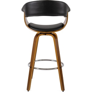 SCAUN BAR ROTATIV, ARTIM MEBLE, REALIZAT DIN PIELE ECO, FURNIR, LEMN SI METAL, CULOARE NUC, NEGRU/NATUR, STIL MODERN - Img 5
