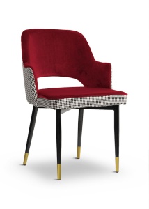 SCAUN CESAR ROSU/ALB/NEGRU/AURIU TAPITERIE DIN CATIFEA STIL MODERN