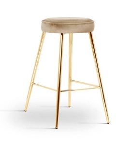 SCAUN DE BAR CIRCO 60, BEJ/AURIU, STIL MODERN, CONFECTIONAT DIN CATIFEA SI METAL