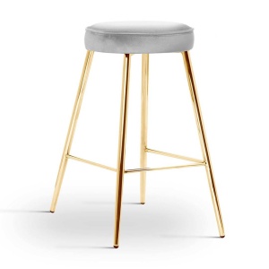 SCAUN DE BAR CIRCO, 60 CM, GRI/AURIU, TAPITERIE DIN CATIFEA SI PICIOARE DIN METAL, STIL MODERN