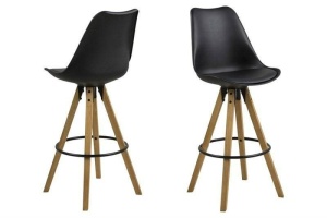 SCAUN DE BAR DIMA NEGRU/NATURAL, DIN LEMN, METAL SI PIELE ECO, B2