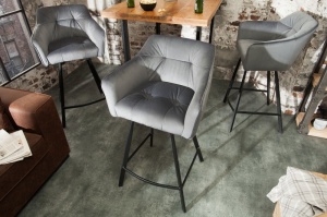 SCAUN DE BAR, GRI ARGINTIU, LOFT, COD 39079, DESIGN VINTAGE - Img 1