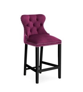 SCAUN DE BAR MADAME 60, BORDO/NEGRU, STIL MODERN, CONFECTIONAT DIN LEMN DE FAG SI CATIFEA