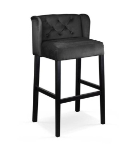 SCAUN DE BAR MANCHESTER 60, NEGRU, CONFECTIONAT DIN LEMN DE FAG SI CATIFEA
