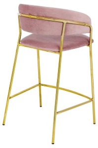 SCAUN DE BAR MARGO 65 ROZ/AURIU, CU TAPITERIE DIN CATIFEA, B2 - Img 3