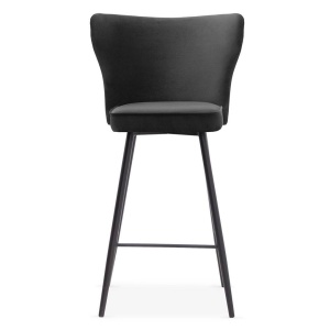 SCAUN DE BAR MODENA 60, NEGRU/NEGRU, STIL MODERN, CONFECTIONAT DIN METAL SI CATIFEA