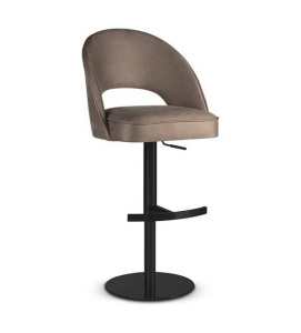 SCAUN DE BAR PIVOTANT PONTE SUPREME PUMP, BEJ INCHIS/NEGRU, TAPITERIE DIN CATIFEA SI PICIOR DIN METAL, STIL MODERN