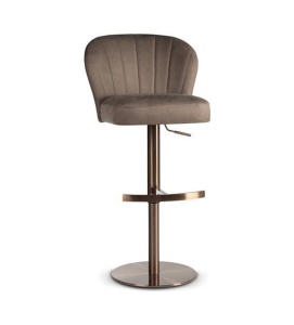 SCAUN DE BAR PIVOTANT SHELLY SUPREME PUMP, BEJ INCHIS/AURIU INCHIS, TAPITERIE DIN CATIFEA SI PICIOR DIN METAL, STIL MODERN