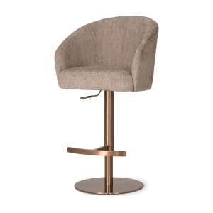 SCAUN DE BAR, ROTATIV, SENI SUPREME PUMP, BEJ/ROSE GOLD, TAPITERIE DIN TEXTIL, SPUMA, ARCURI SI METAL, STIL MODERN