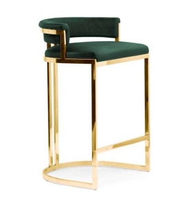 SCAUN DE BAR VEGAS 60 VERDE/AURIU, CU TAPITERIE DIN CATIFEA STIL MODERN