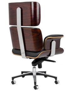 SCAUN DE BIROU LOUNGE BUSINESS, NEGRU/MARO, PIELE NATURALA SI LEMN DE TRANDAFIR, STIL MODERN - Img 6