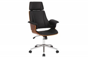 SCAUN DE BIROU, MANHATTAN, SAMPANIE, PIELE ECO SI LEMN NUC, COD 44195, DESIGN MODERN - Img 1