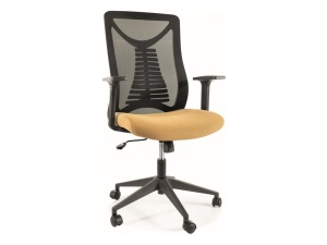 SCAUN DE BIROU Q-330, GALBEN/NEGRU, CU FUNCTIE TILT, TAPITERIE DIN TEXTIL SI PLASA, SI PICIOR DIN METAL, STIL MODERN