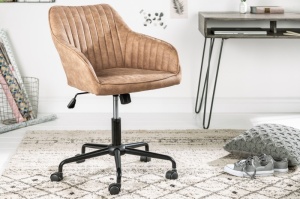 SCAUN DE BIROU, TURIN, MICROFIBRA, CULOARE TAUPE, STIL VINTAGE, ARTIM GROUP SELECTION