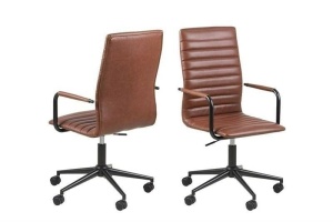 SCAUN DE BIROU WINSLOW, MARO/NEGRU, DIN PIELE ECOLOGICA SI METAL, STIL MODERN, B2 - Img 3