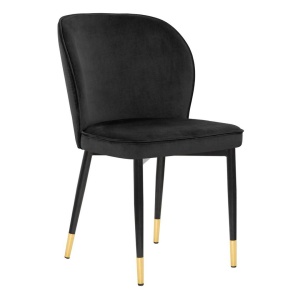SCAUN DINING AINE, NEGRU/AURIU/NEGRU, TAPITERIE DIN CATIFEA SI PICIOARE DIN METAL, STIL MODERN