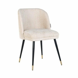 SCAUN DINING ALICIA, ALB/NEGRU/AURIU, TAPITERIE DIN TESATURA CHENILLE SI PICIOARE DIN METAL, STIL MODERN RICHMOND INTERIORS