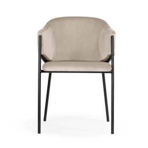 SCAUN DINING ANTALA, BEJ/NEGRU, TAPITERIE DIN CATIFEA SI PICIOARE DIN METAL, STIL MODERN, ATR - Img 2