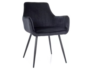 SCAUN DINING APPLE, NEGRU BLUVEL 19/NEGRU MAT, TAPITERIE DIN CATIFEA SI PICIOARE DIN METAL, STIL MODERN - Img 1
