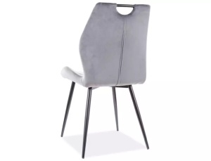 SCAUN DINING ARCO, GRI BLUVEL 14/NEGRU MAT, TAPITERIE DIN CATIFEA SI PICIOARE DIN METAL, STIL MODERN - Img 3