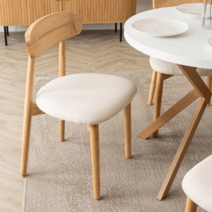 SCAUN DINING, ARTIM MEBLE, REALIZAT DIN LEMN SI TEXTIL, CULOARE STEJAR/BEJ, STIL MODERN - Img 2
