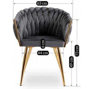 SCAUN DINING, ARTIM MEBLE, REALIZAT DIN METAL SI CATIFEA, CULOARE GRI/AURIE, STIL MODERN - Img 10