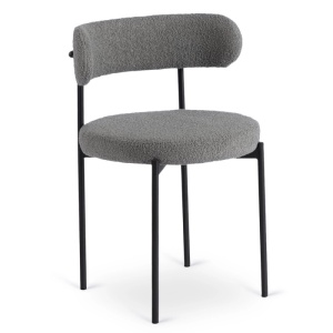 SCAUN DINING, ARTIM MEBLE, REALIZAT DIN METAL SI TEXTIL BOUCLE, CULOARE NEGRU/GRI, STIL MODERN