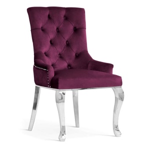 SCAUN DINING AUGUST GLAMOUR, BORDO/CROM, STIL CHESTERFIELD
