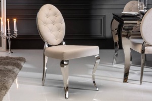 SCAUN DINING, BAROCK, COD 40796, DIN METAL SI CATIFEA BEJ, DESIGN BAROC - Img 1