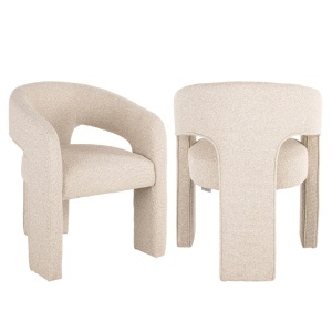 SCAUN DINING BELLE, REALIZAT DIN LEMN, FURNIR SI TEXTIL IGNIFUG, CULOARE CREM, DESIGN DEOSEBIT, RICHMOND INTERIORS