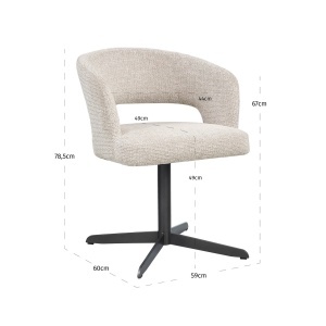 SCAUN DINING, BLANCA, REALIZAT DIN METAL SI TEXTIL IGNIFUG, CULOARE CREM, DESIGN DEOSEBIT, RICHMOND INTERIORS - Img 2