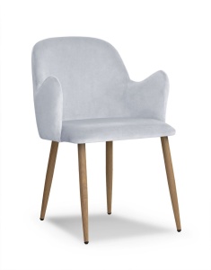 SCAUN DINING CAMEL ARGINTIU/STEJAR TAPITERIE DIN CATIFEA STIL MODERN