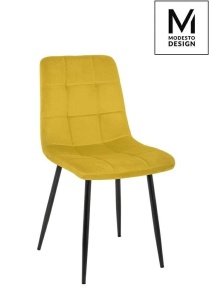 SCAUN DINING CARLO, DIN METAL SI CATIFEA, GALBEN MUSTAR/NEGRU, STIL MODERN