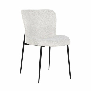 SCAUN DINING DARBY, ALB/NEGRU, TAPITERIE DIN TEXTIL PLUSAT SI PICIOARE DIN METAL, STIL MODERN RICHMOND INTERIORS