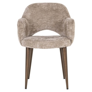 SCAUN DINING DELPHINA LOVELY NATURE, 213624, CONFECTIONAT DIN POLIESTER, METAL SI SPUMA, MARO/BEJ, STIL MODERN - Img 3