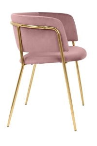 SCAUN DINING DELTA, ROZ/AURIU, CU TAPITERIE DIN CATIFEA SI METAL, STIL MODERN - Img 6