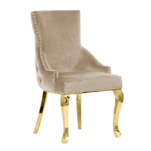 SCAUN DINING EDWARD GLAMOUR, BEJ/AURIU, STIL CLASIC