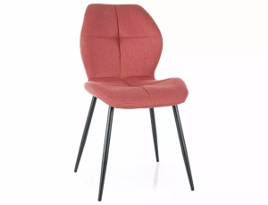 SCAUN DINING FRANK, GRAPEFRUIT 56/NEGRU MAT, TAPITERIE DIN STOFA SI PICIOARE DIN METAL, STIL MODERN - Img 1