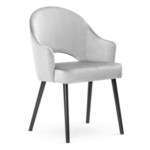 SCAUN DINING GODA PLUS, GRI/NEGRU, TAPITERIE DIN CATIFEA SI PICIOARE DIN LEMN, STIL MODERN