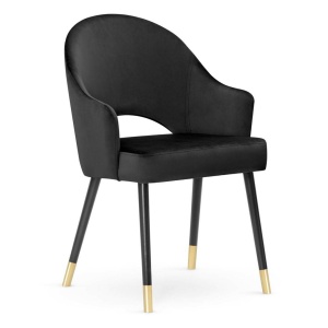 SCAUN DINING GODA PLUS, NEGRU/AURIU/NEGRU, STIL MODERN