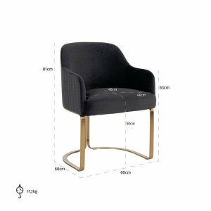 SCAUN DINING HADLEY, NEGRU/AURIU, TAPITERIE DIN CATIFEA SI PICIOARE DIN METAL, STIL MODERN - Img 5