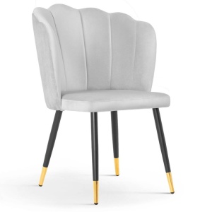 SCAUN DINING HILTON, GRI/NEGRU/AURIU, TAPITERIE DIN CATIFEA SI PICIOARE DIN METAL, STIL MODERN