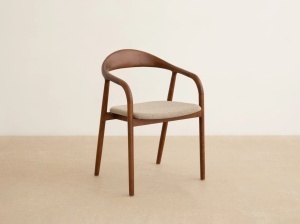 SCAUN DINING, ILLA, DIN TEXTIL SI LEMN, MARO/BEJ, MICADONI, STIL MODERN