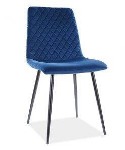 SCAUN DINING IRYS BLUVEL 86, ALBASTRU/NEGRU MAT, TAPITAT IN CATIFEA/METAL, STIL MODERN, SIGNAL - Img 1
