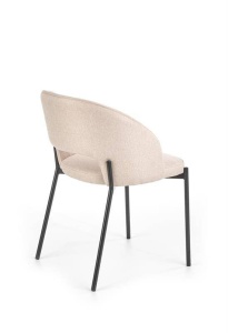 SCAUN DINING K373, BEJ/NEGRU, CU TAPITERIE DIN STOFA SI PICIOARE DIN METAL, STIL MODERN - Img 3