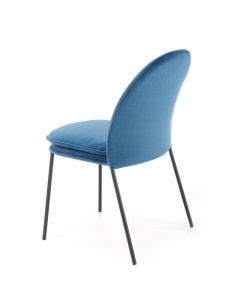 SCAUN DINING K443, ALBASTRU/NEGRU, CU TAPITERIE DIN CATIFEA SI PICIOARE DIN METAL, STIL MODERN - Img 2